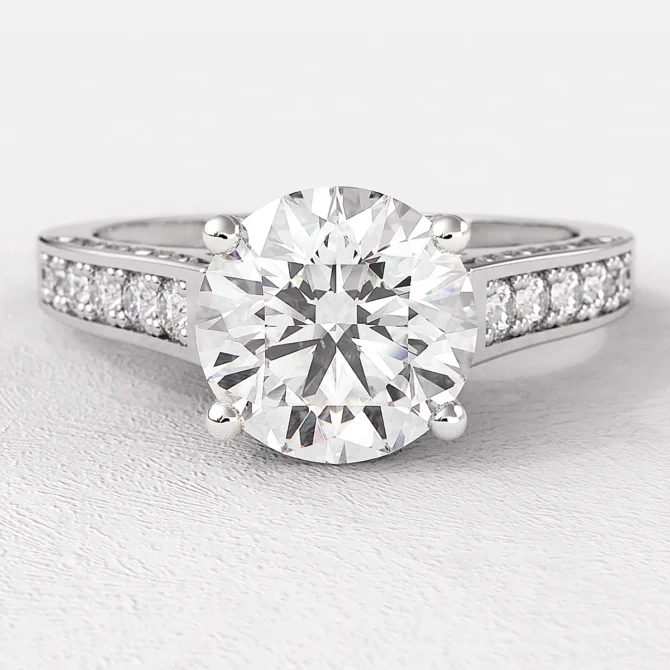 1.20ct Celtic Style Side Stone White Gold Diamond Ring PR1014