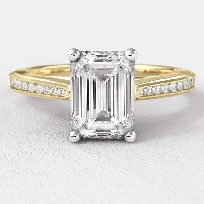 1.20ct Emerald Cut Side Stone Diamond Engagement Ring PR1026 Yellow Gold