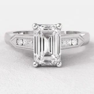 1.20ct Emerald Cut Side Stone Engagement Ring PR1074 White Gold