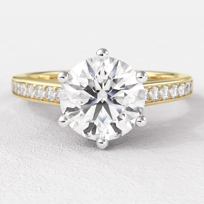 1.20ct Round Cut Side Stone Ring PR1046 Yellow Gold