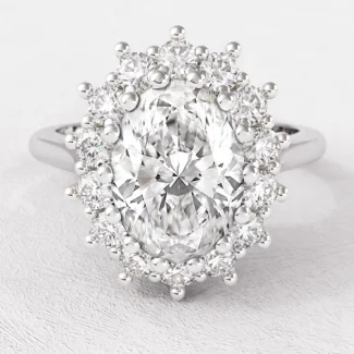 1.25ct Oval Cut Halo Ring VR1068 White Gold