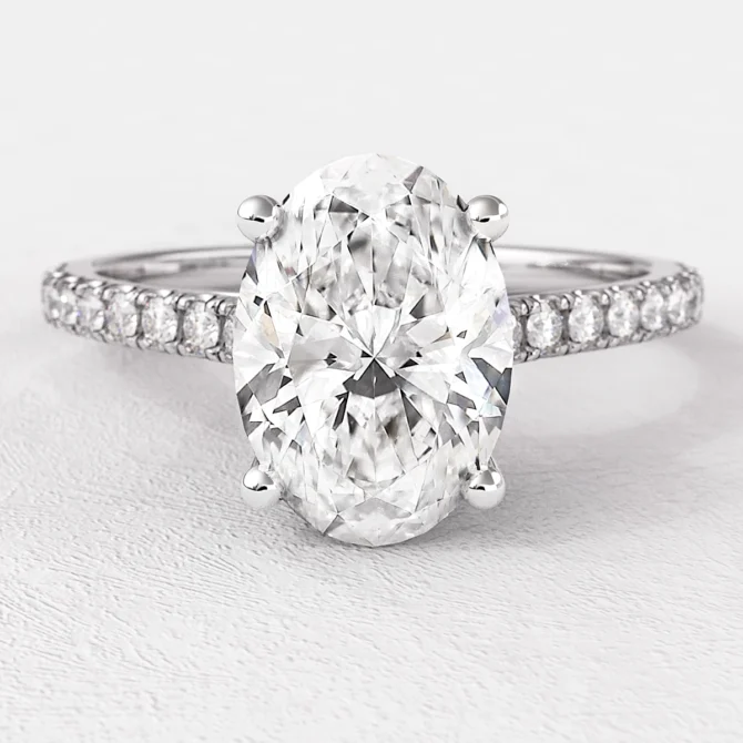 1.25ct Oval Cut Side Stone Engagement Ring PR1079 White Gold