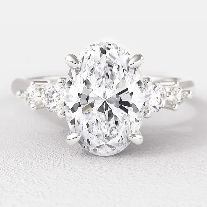 1.35ct Oval Cut Engagement Ring White Gold With Graduating Diamonds PR1086, white gold, Made in Dublin Ireland