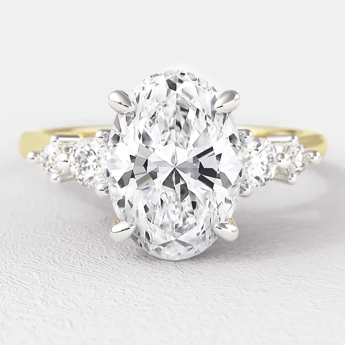 1.35ct Oval Cut Engagement Ring Yellow Gold With Graduating Diamonds PR1086, yellow gold - Made in Dublin Ireland