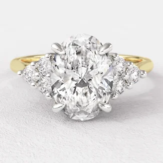 1.40ct Oval Cut Lab Grown Side Stone Diamond Ring PR1050 Yellow Gold