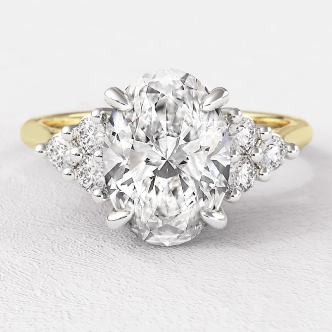 1.40ct Oval Cut Lab Grown Side Stone Diamond Ring PR1050 Yellow Gold