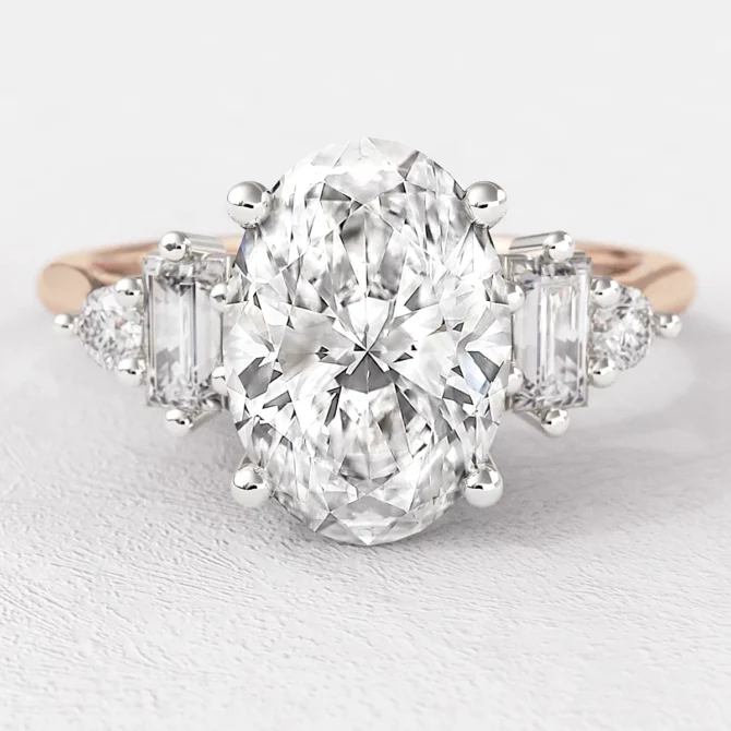 1.58ct Unusual Style Oval Cut Engagement Ring Rose Gold PR1070