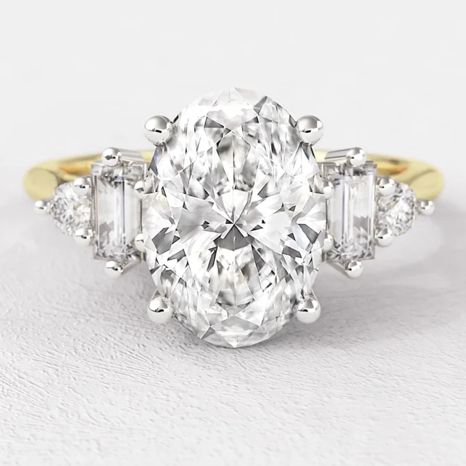 1.58ct Unusual Style Oval Cut Engagement Ring Yellow Gold PR1070 - Made in Dublin, Ireland