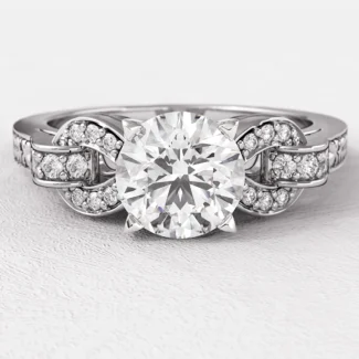 18k White Gold 1.00ct Vintage Style Side Stone Ring PR1047