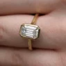 2.0ct Emerald Cut Bezel Set Solitaire Engagement Ring SR1097 on hand close up