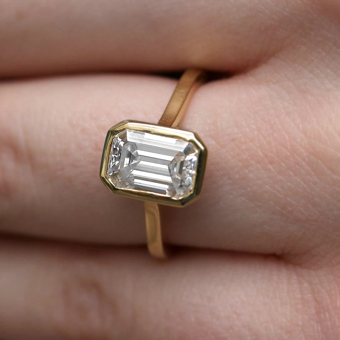 Emerald Cut Bezel Set Solitaire Ring SR1097 Bespoke