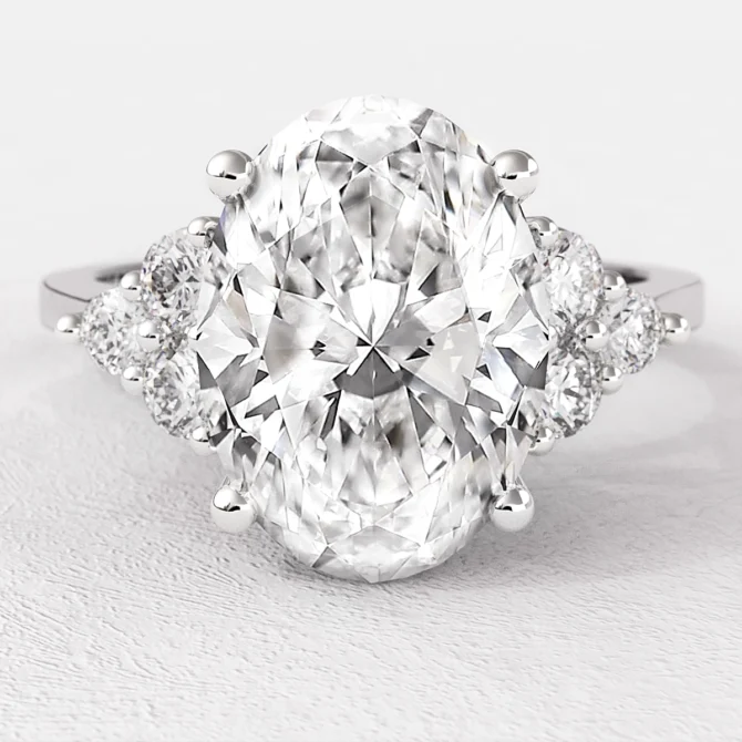 2.20ct Oval Cut Side Stone Engagement Ring PR1068 White Gold