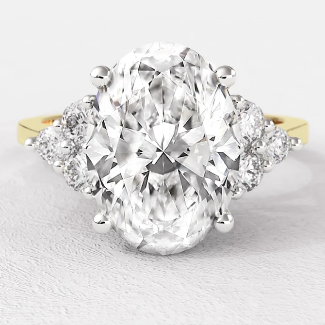 2.20ct Oval Cut Side Stone Engagement Ring PR1068 Yellow Gold - Made in Dublin, Ireland