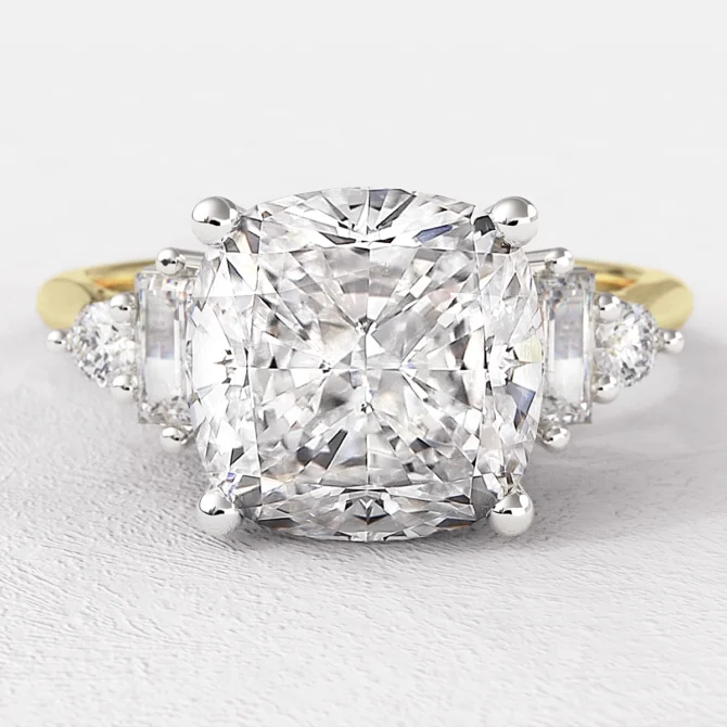 2.25ct Side Stone Cushion Cut Engagement Ring PR1070-C Yellow Gold