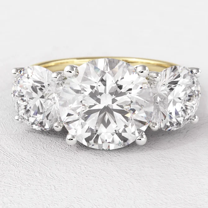 3.60ct Round Trilogy Diamond Engagement Ring TR1087 Yellow Gold