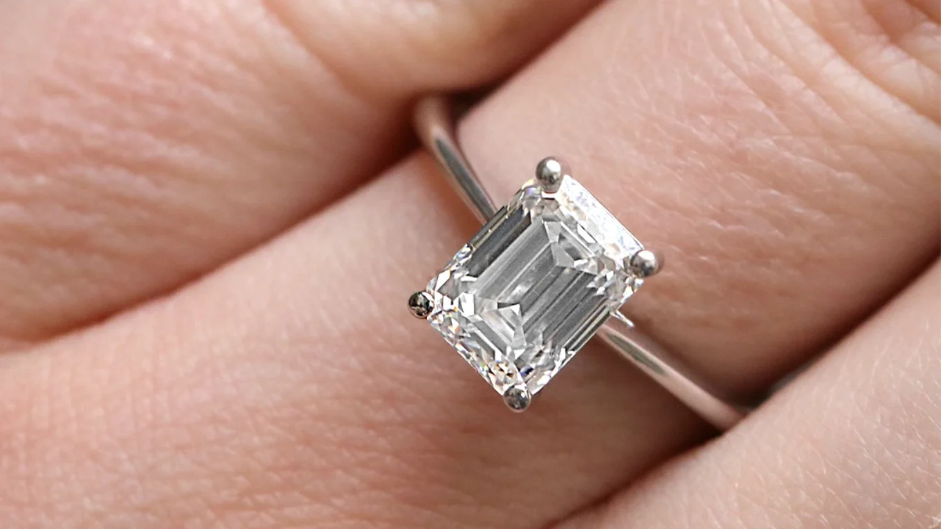 Emerald Cut Solitaire Diamond Engagement Ring SR1045 1.80ct