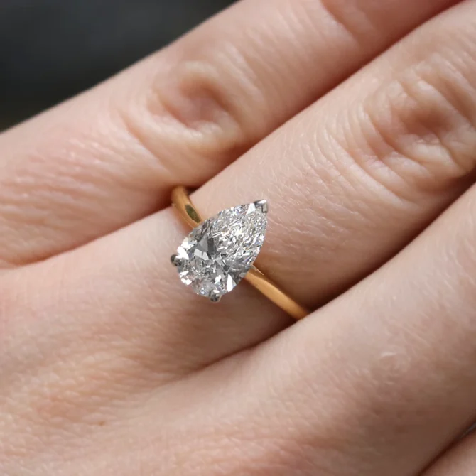 Pear Cut Single Stone Engagement Ring SR1094 on hand 1.50ct - Made in Dublin, Ireland