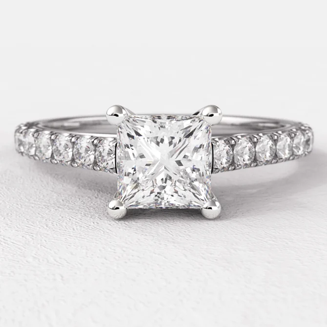 0.76ct Princess Cut Side Stone Diamond Ring PR1006