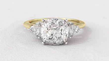 Cushion Side Stone Engagement Rings