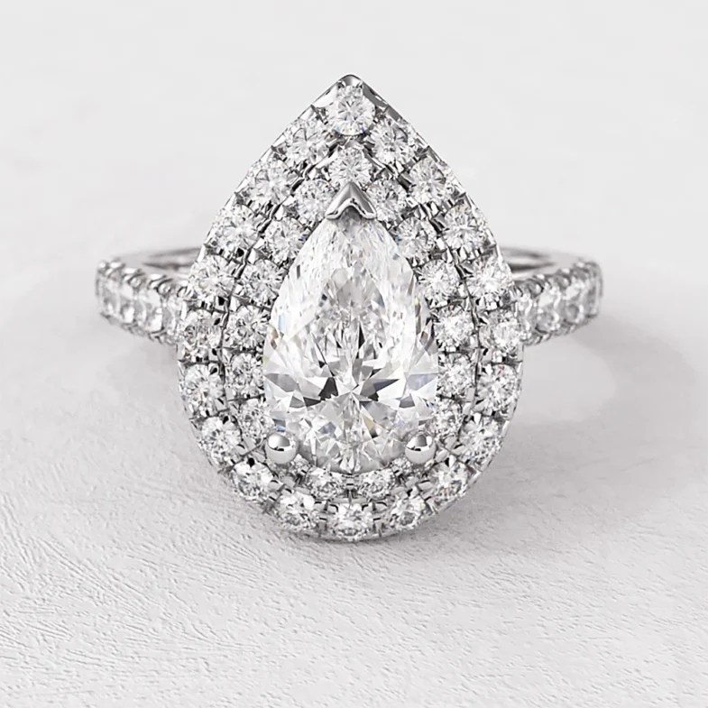 Pear Halo Engagement Rings