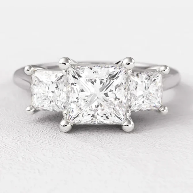 Princess Three Stone Engagement Rings