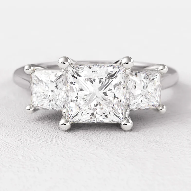 Princess Three Stone Engagement Rings