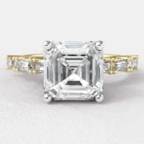 1.70ct Asscher Cut Side Stone Engagement Ring Yellow Gold PR1091