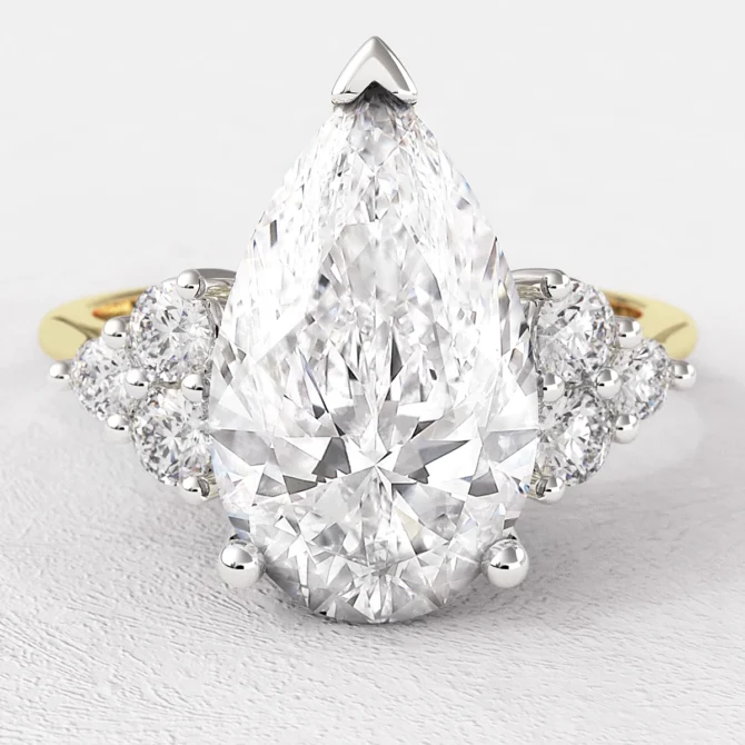 2.20ct Pear Cut Side Stone Engagement Ring PR1090 Yellow Gold