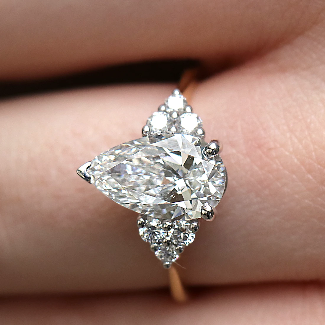 Pear Cut Side Stone Engagement Ring PR1090 Bespoke