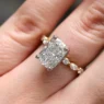 Elongated Cushion Cut Engagement Ring with hidden halo PR1084 on hand Made in Dublin, Ireland
