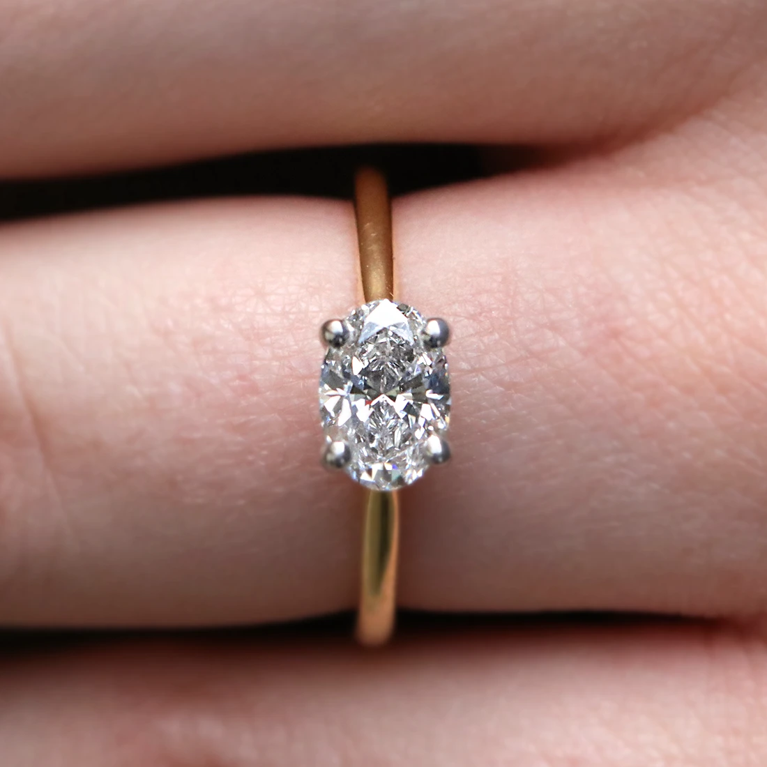 Horizontal Oval Cut Solitaire Engagement Ring SR1017