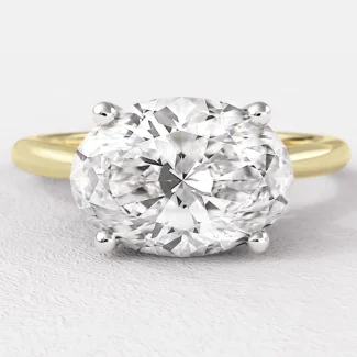 Horizontal set oval solitaire engagement ring in yellow gold sr1017 Made in Dublin, Ireland