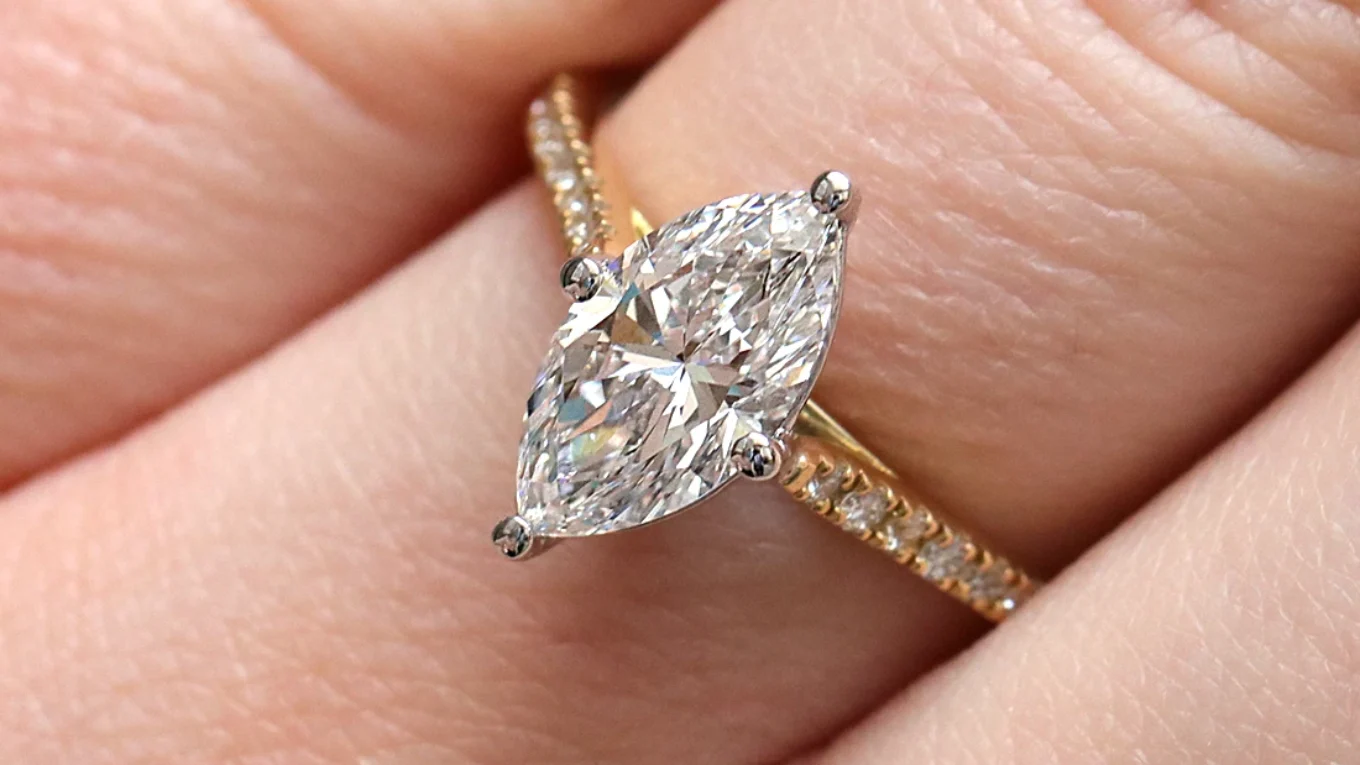 Marquise Cut Claw Set Engagement Ring PR1089 on hand