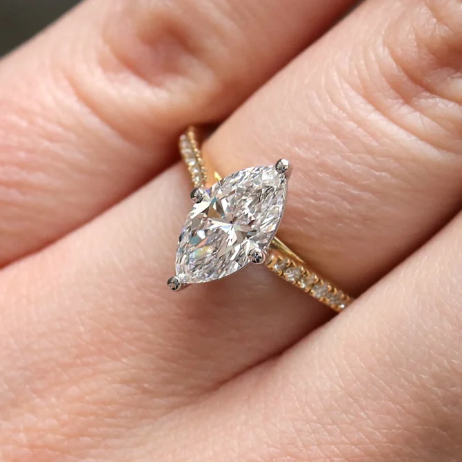 Marquise Cut Claw Set Engagement Ring PR1089 on hand