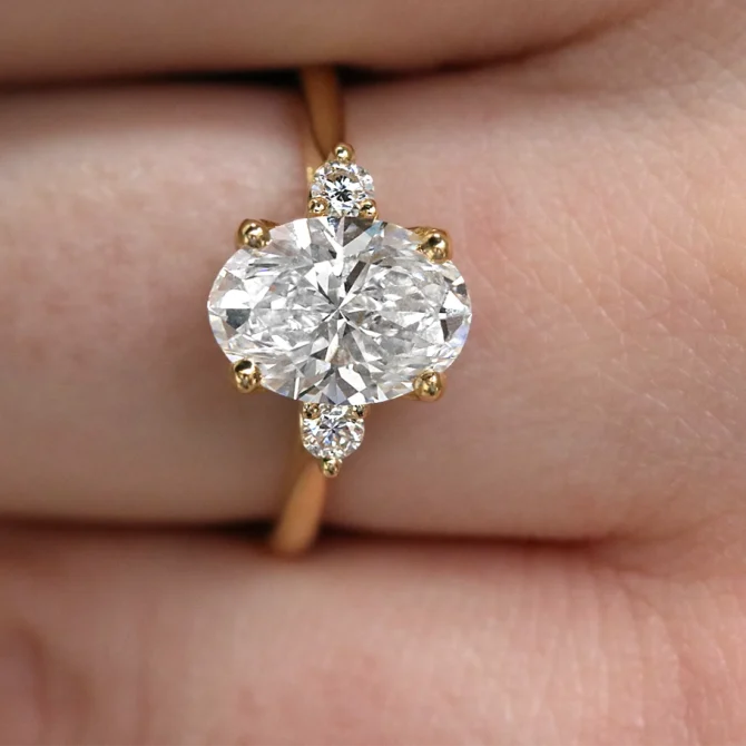 Oval Cut Trilogy Engagement Ring TR1102 on hand Made in Dublin, Ireland