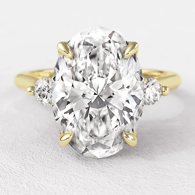 Trilogy oval shape engagement ring in yellow gold - tr1102, Made in Dublin, Ireland