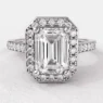 VR1006 emerald cut pave set halo diamond engagement ring white gold