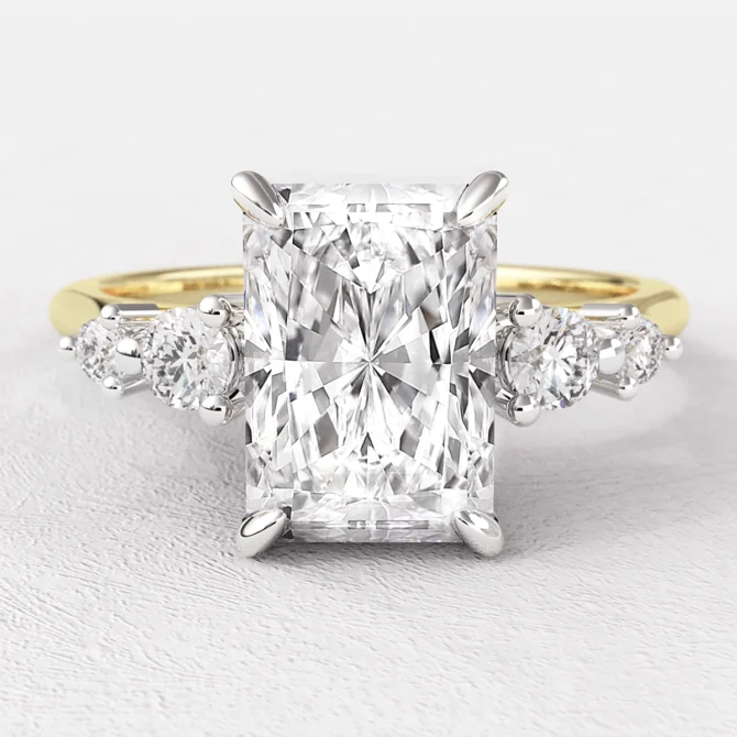 1.68ct Radiant Cut Side Stone Diamond Engagement Ring in yellow gold PR1099 feature