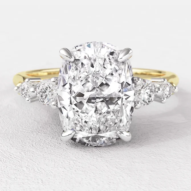 2.16ct Side Stone Cushion Cut Diamond Ring PR1100 yellow gold