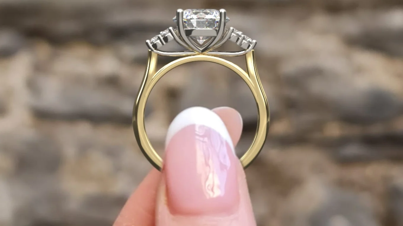 2.41ct Side Stone Diamond Engagement Ring PR1096 yellow gold side view