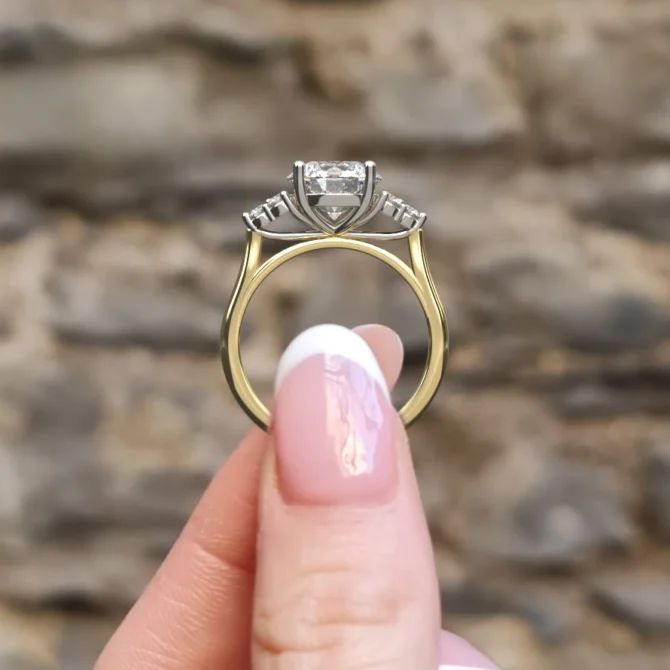 2.41ct Side Stone Diamond Engagement Ring PR1096 yellow gold side view