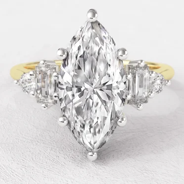 Marquise Cut Side Stone Diamond Ring PR1092 yellow gold