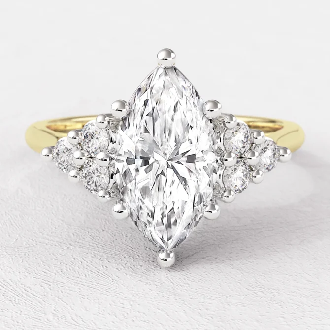 Marquise Cut Stepping Stone Diamond Ring PR1094 yellow gold