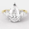 Pear cut side stone ring with baguette side diamond in white gold pr1095 yellow gold