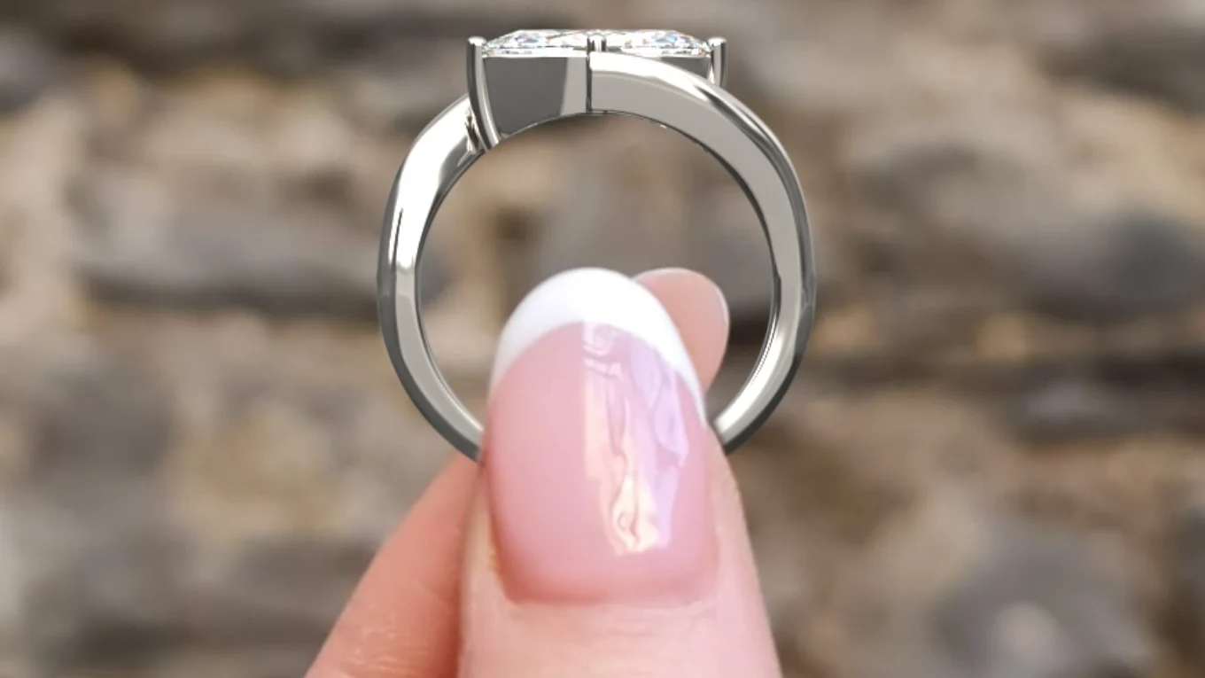 Twist marquise shape diamond ring in white gold sr1041 side view