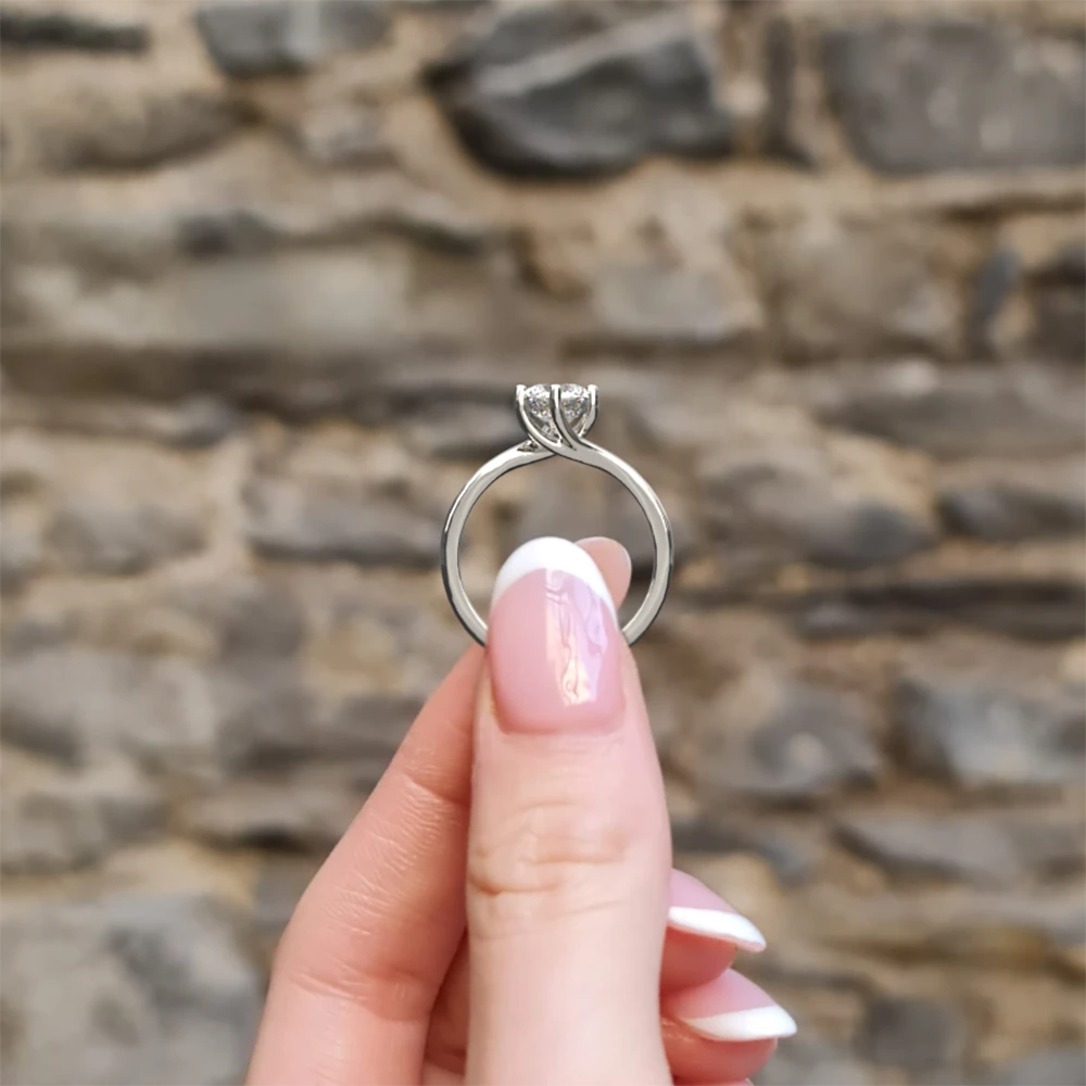 six claw twist style solitaire engagement ring in white gold side view-sr1062