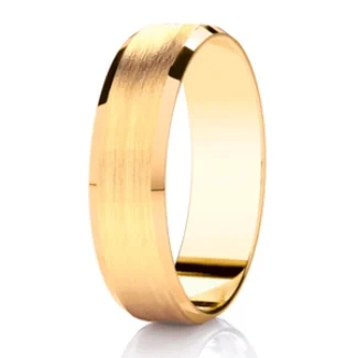 DC109BC GWR2095 Gents 5mm Bevelled & Brushed Yellow Gold Wedding Ring
