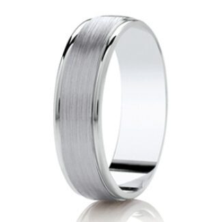 Gents Pattern 5mm Flat Brushed Centre Platinum/Palladium Wedding Ring