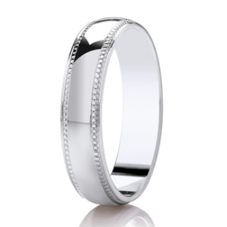DC116 GWR2096 Gents 5mm Millgrain PalladiumPlatinum Wedding Ring