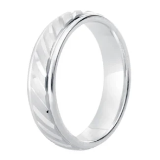 DC126 Gents 6mm Miter Cut Platinum Palladium Wedding Ring